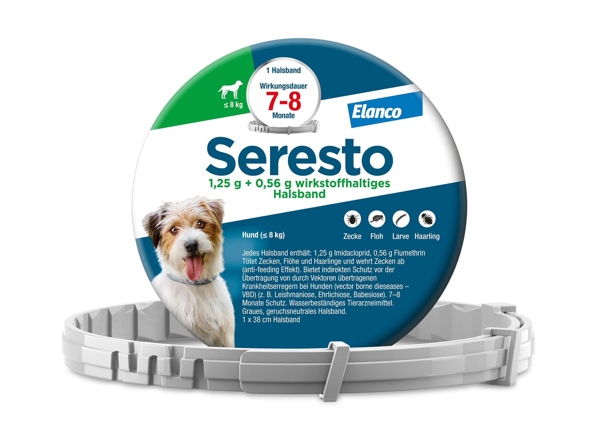 Seresto Halsband fr kleine Hunde bis 8 kg, Zeckenhalsband mit bis zu 8  Monaten Schutz gegen Zecken und Flhe, geruchsneutral, Lnge: 38 cm :  Amazon.de: Haustier