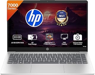 HP 14, AMD Ryzen 7 7730U (16GB DDR4, 512GB SSD) FHD, Anti-Glare, Micro-Edge, 14''/35.6cm, Win11, M365 Basic(1yr), Office Home24, Silver,1.4kg, EM0104AU, FHD Camera w/Privacy Shutter, Backlit Laptop