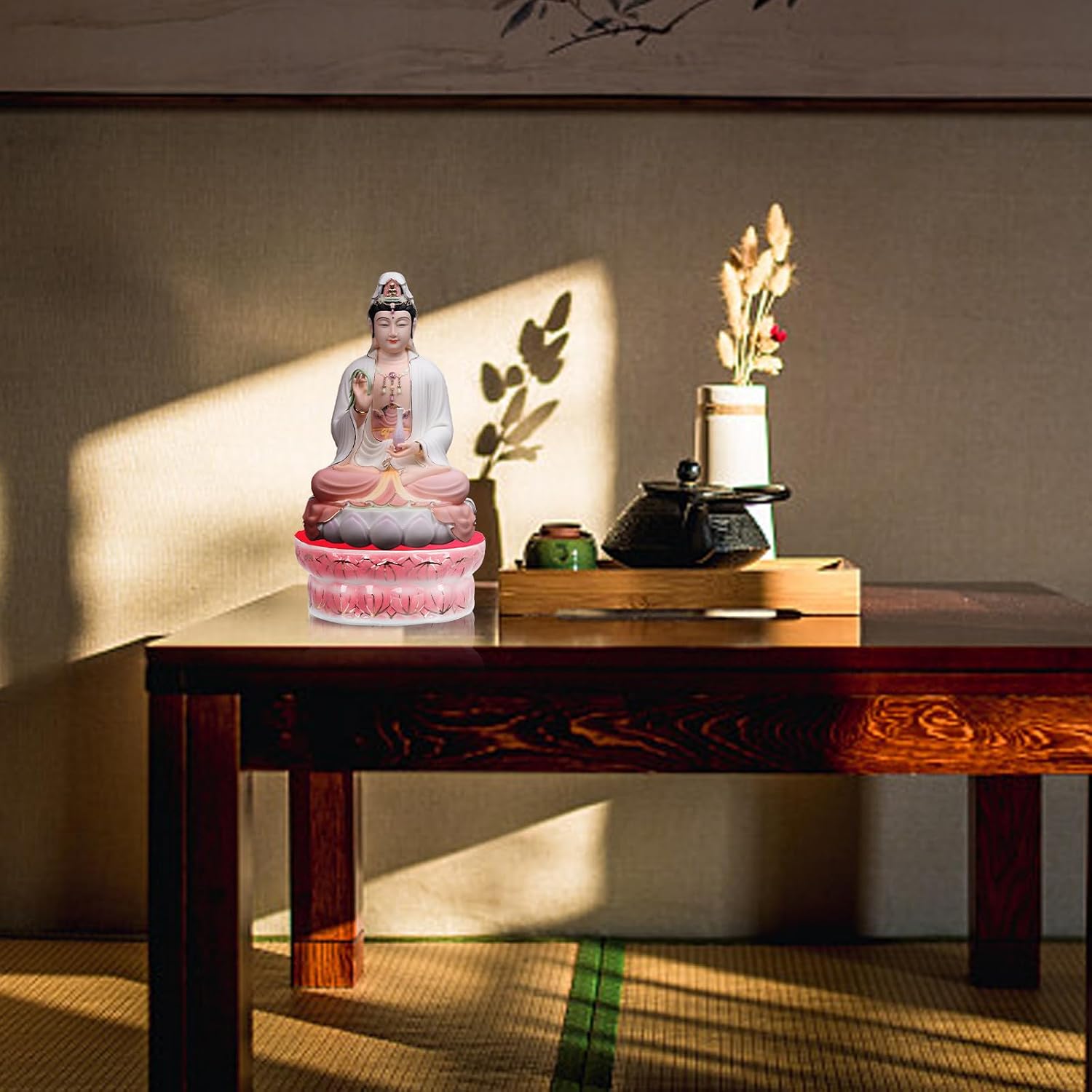 Ceramic Lotus Base Stand for Buddha Statues Unique Design and Practicality, for Home Desktop Ornament and Display of Avalokitesvara or Bodhisattva Statues