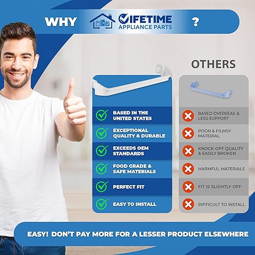 Miniatura 2 de Estante de barra de puerta mejorado para electrodomésticos de por vida 240534701 compatible con refrigerador Frigidaire o Kenmore