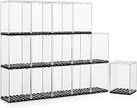 Vista 7 de Cajas de exhibición para minifiguras, 2 cajas de exhibición de minifiguras ajustadas para figuras de bloques, cajas de minifiguras con 3 soportes