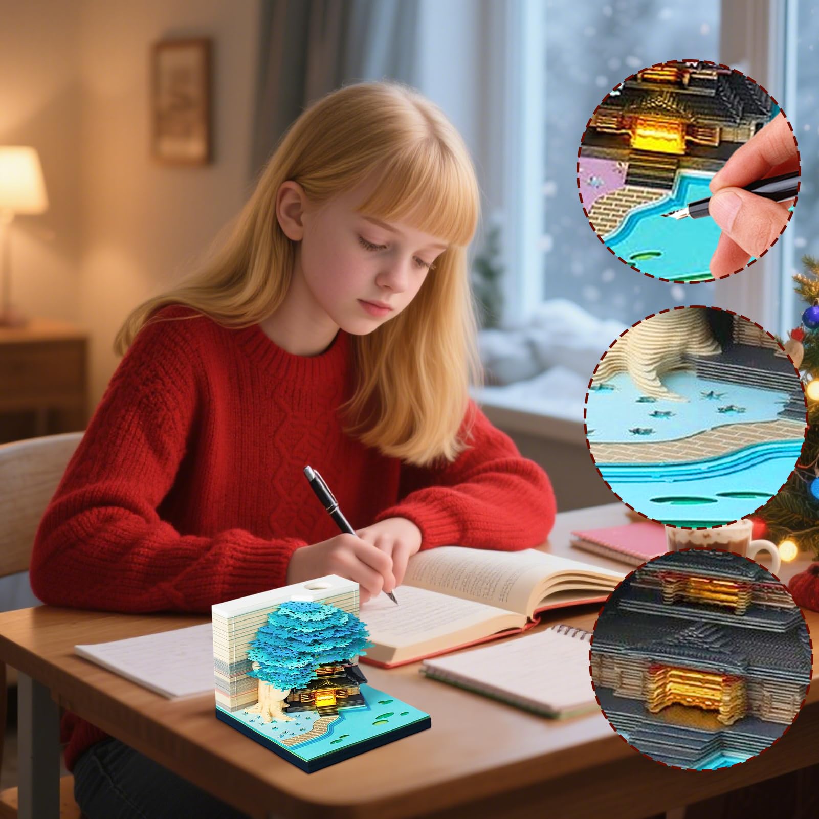 Calendario 3D 2026 Blocco Note Artistico A Strappo Luminoso Con Memo | Calendario Scultura Di Carta In Classe, Casa, Per Insegnanti, Durante Gli Spostamenti, In Vacanza E Per L'Allenamento