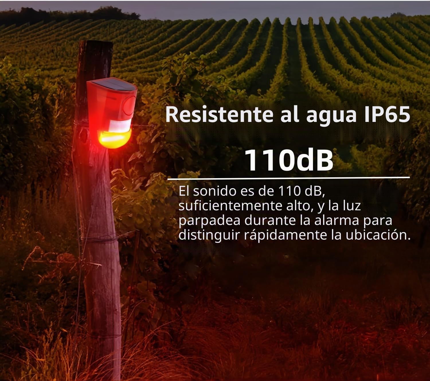 4 Pack Alarma Solar Sensor de Movimiento 110db Sirena Sonido Alerta Flash Advertencia Sistema de Alarma de Seguridad para el Hogar Patio Granero