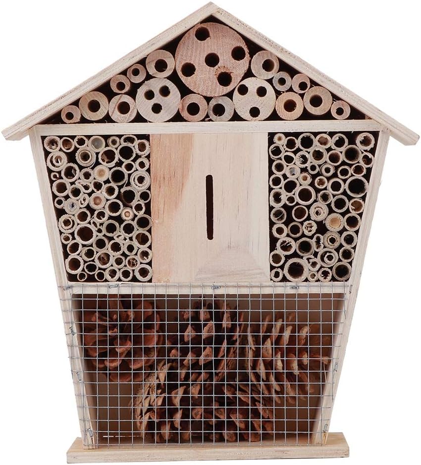 Semme Gardening Wooden House Pine Wood Hotel for Bees and Beneficial Decorative Garden Shelter Nature Enthusiasts