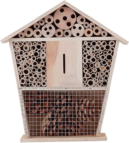 Miniatura 6 de Fydun Jardinería Refugio de casa pequeña de madera Decoración de artesanía para jardinería de abejas Casa pequeña de madera para la familia
