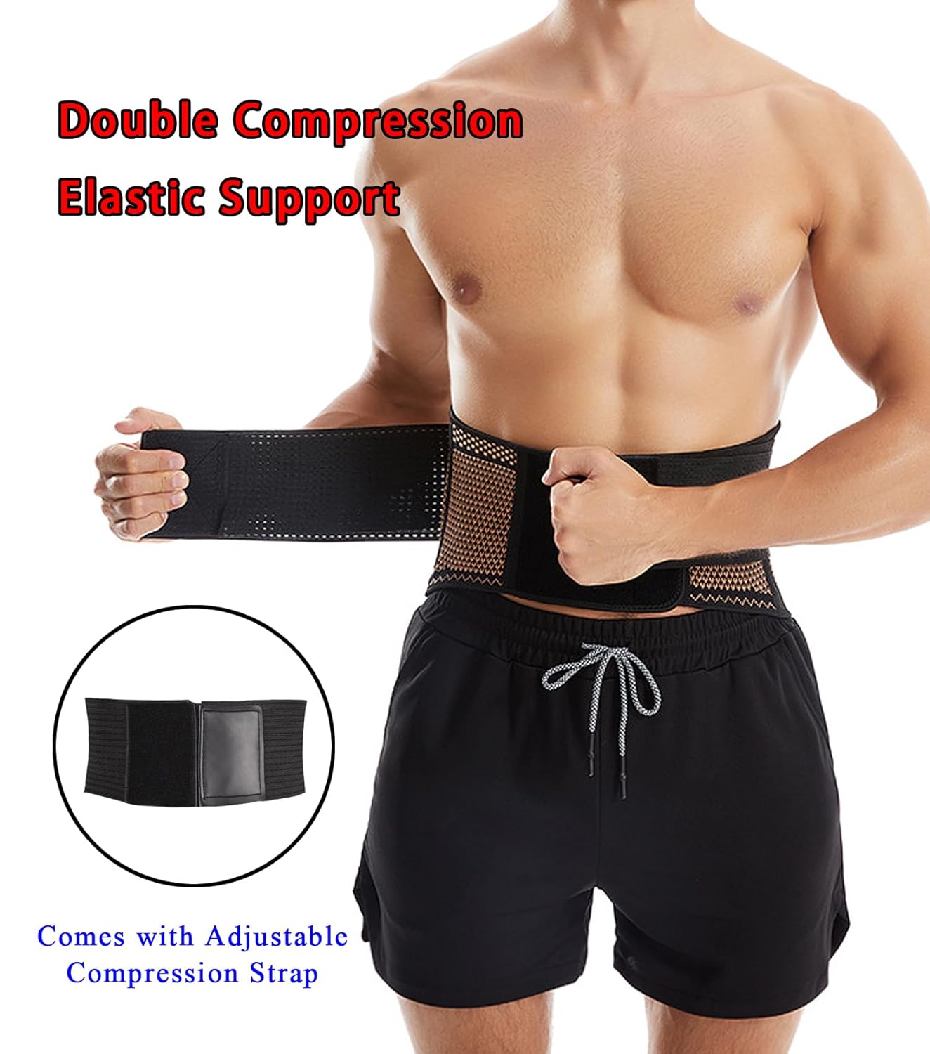 Breathable Lower Back Brace with 4 Stays, Plus Size Lumbar Support Belt for Back Pain Relief with Removable Compression Straps, Back Braces for Herniated Disc, Sciatica,Heavy Lifting