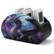 Purple Dragon Purple Moon Remote Control Holders with 5 Compartment - PU Leather Multi-functional Remote Caddy Desktop Organizer for Media Remotes Brush Pencil Glasses Desk Accessories