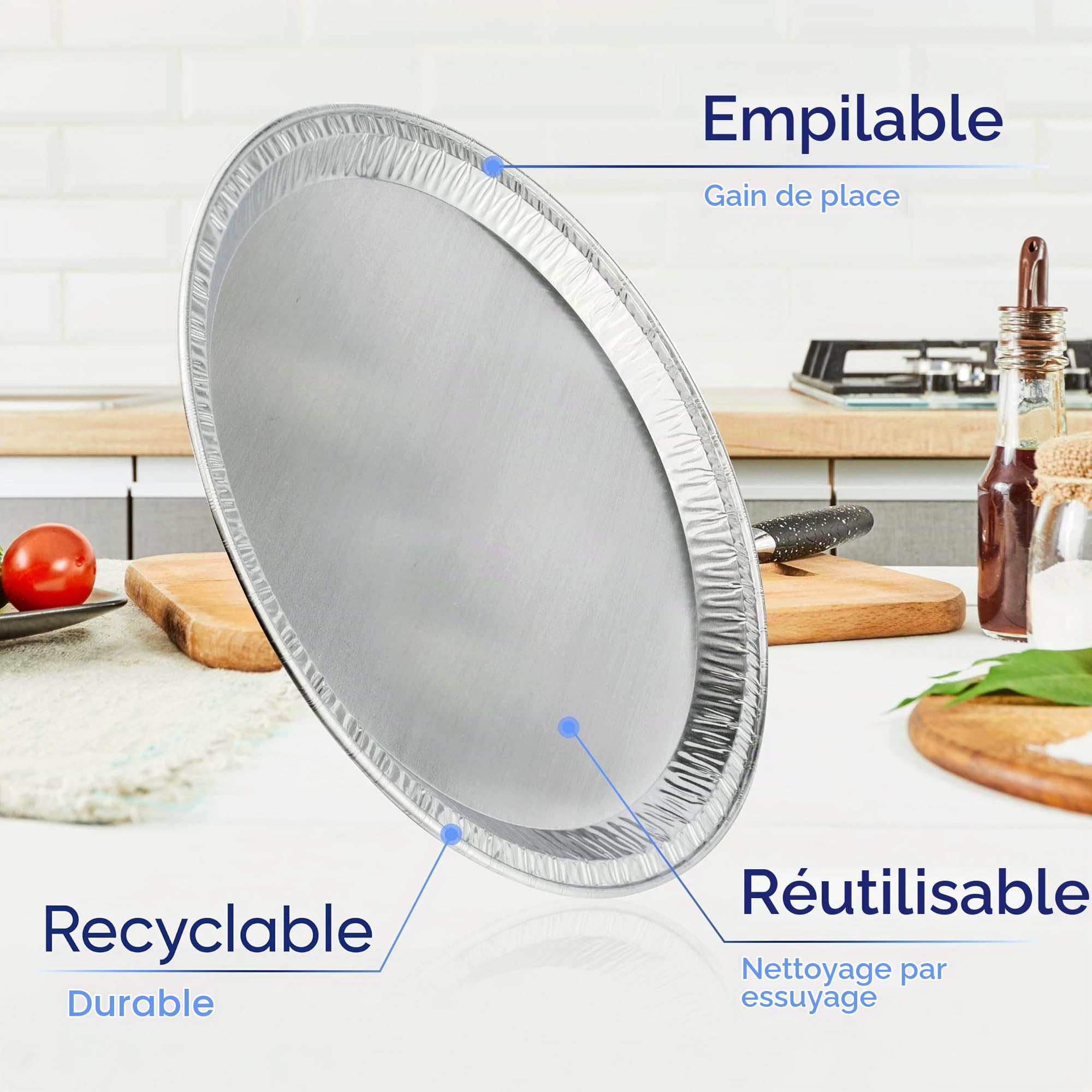 Coppice – 20 Plateaux Ronds en Aluminium Argenté Ø31 cm – Jetables, Recyclables et Réutilisables – Idéals pour Fêtes, Buffets et Réceptions