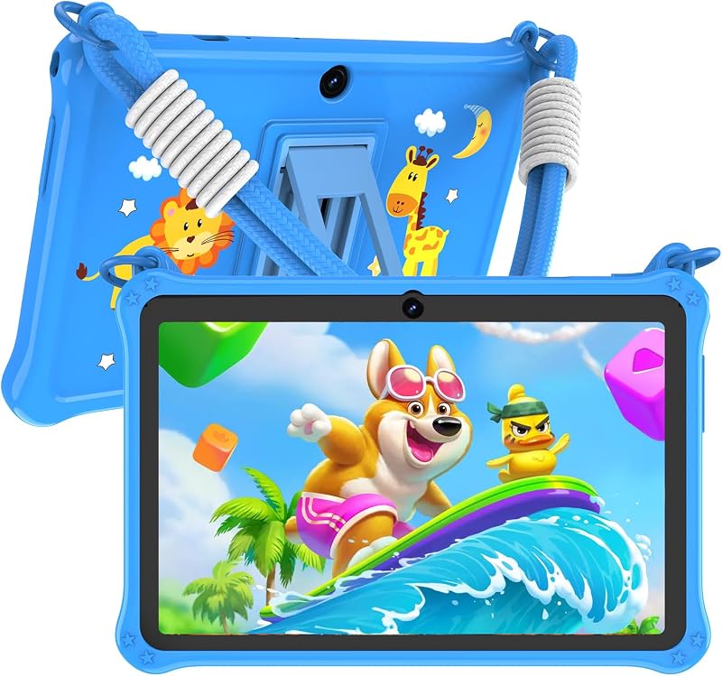 GOZZGEAR Android 13 Kids Tablets 7 inch for Toddler, Parental Control, Free Kids APP, 32GB, Expandable 512GB, 3500Mah, WiFi Dual Camera with Eye Protection, Blue
