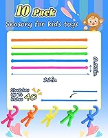 Vista 5 de Paquete de 10 juguetes sensoriales para niños – Cuerdas sensoriales elásticas extra gruesas mejoradas para autismo, TDAH, ansiedad – Caja de regalo