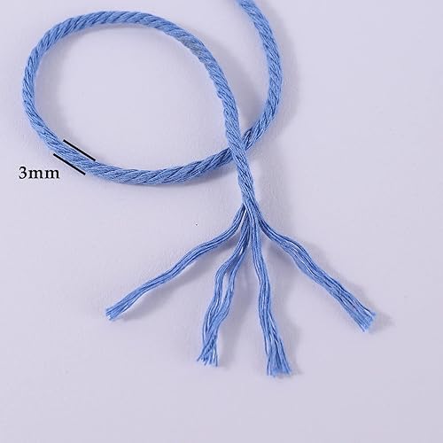 Miniatura 104 de Cuerda de macramé gris de 0.118 in x 109 yardas, cuerda de algodón de colores para colgar en la pared, colgadores de plantas, manualidades, tejer