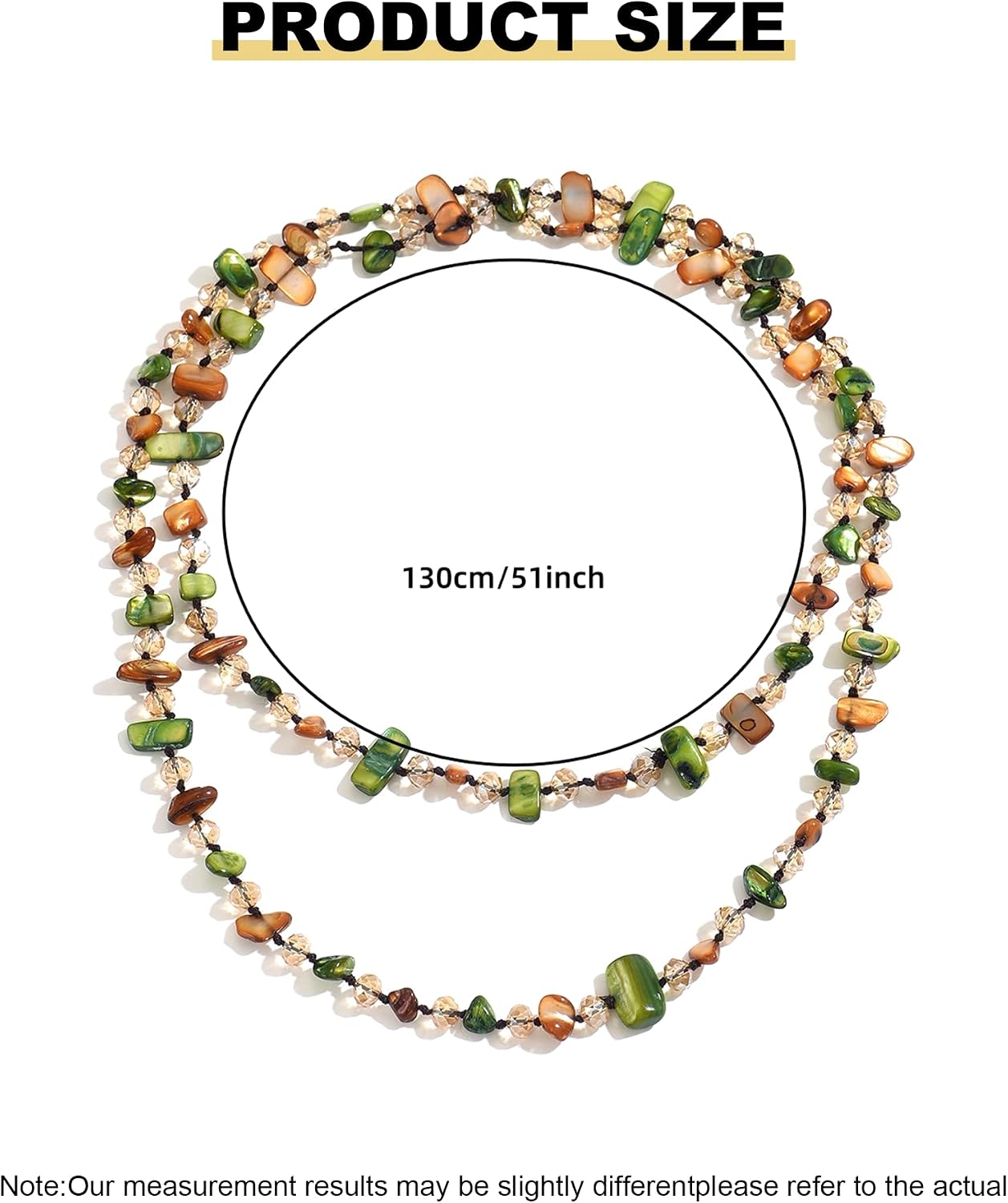 Colorful Bead Long Necklace for Women 2 Layered Bohemian Natural Irregular Shell Jade Crystal Beads Necklace Chunky Statement Sweater Dress Jewelry Accessories for Her