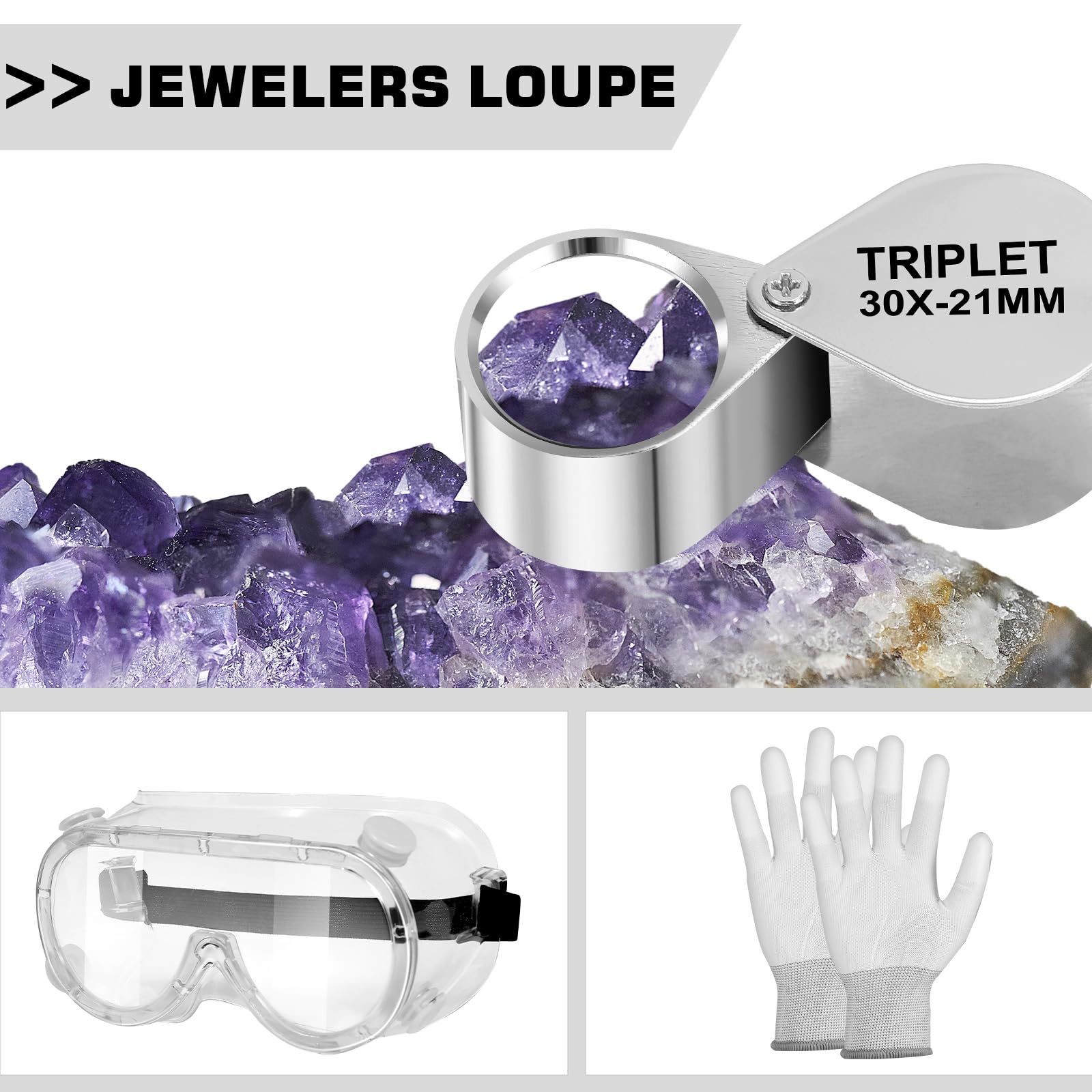 Kit de herramientas de púas de roca geólogo de 26 onzas, pala plegable multiherramienta de 12 pulgadas, pulsera de supervivencia, gafas de seguridad, guantes de lupa para perseguir, minería de oro