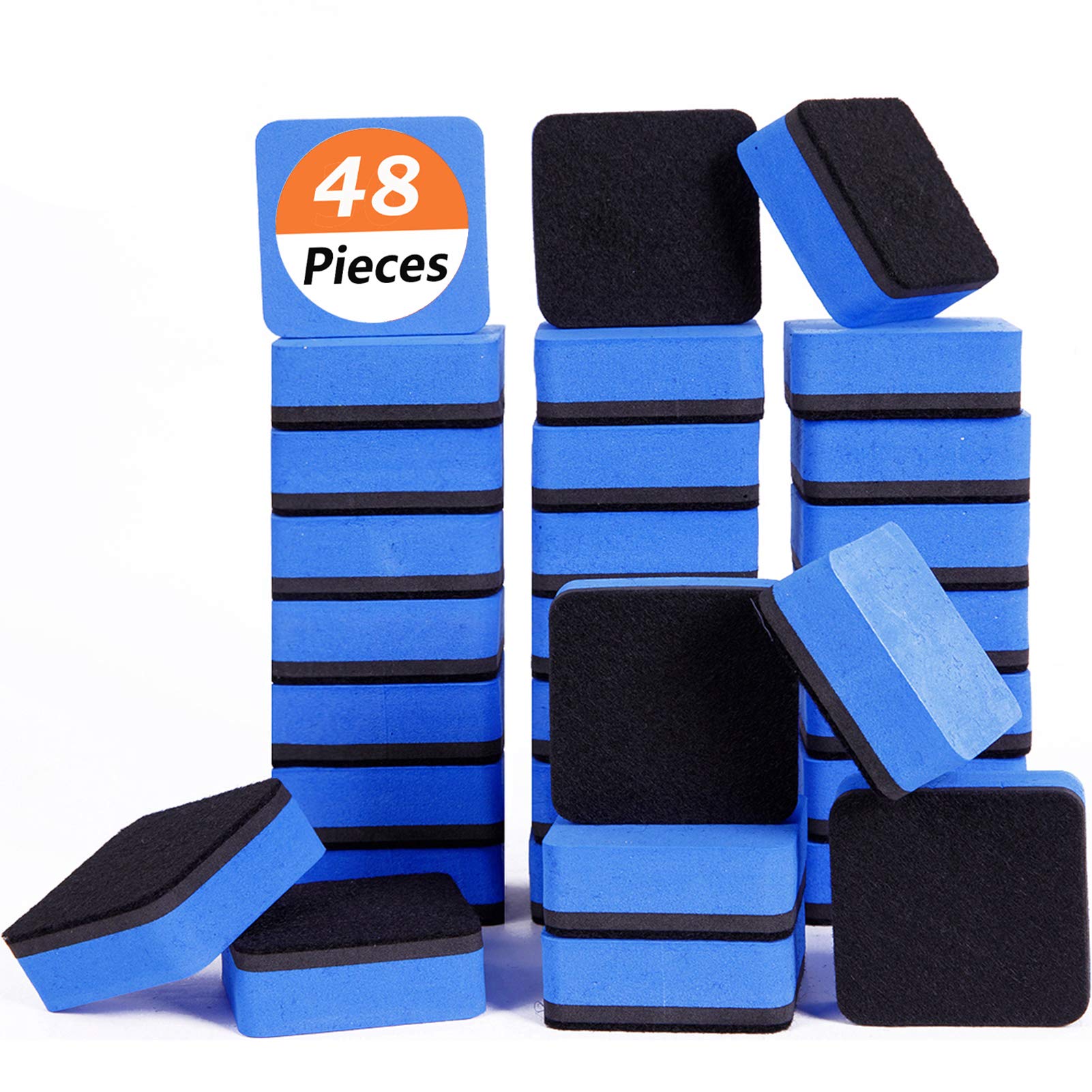 Dry Erase Erasers, 48 Pack Magnetic Whiteboard Eraser Chalkboard Eraser Dry Eraser for Classroom Office and Home (48blue)