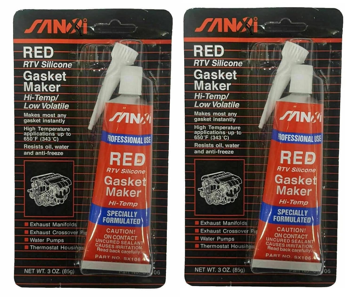 YSAMAX 2x 85g Red RTV Silicone, Instant Gasket Maker, Adhesive Sealant