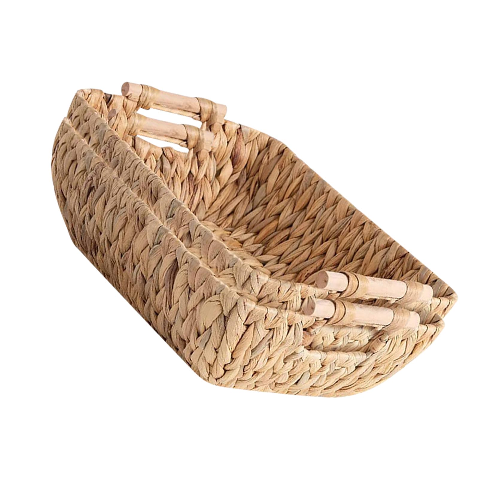 Twin Pack Simple Stylish Rattan Desk Organizers Multipurpose Basket for Neat and Clean Workspaces or Bedrooms Offices Desk Organizers