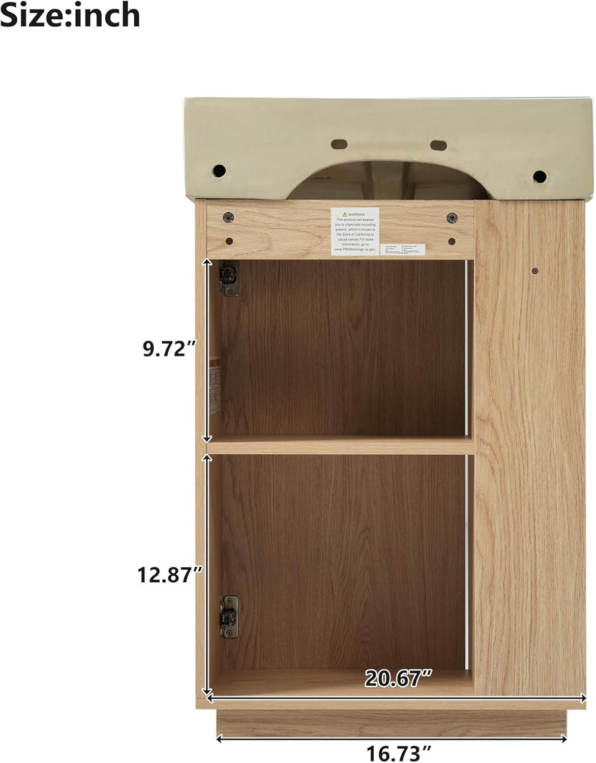 Merax Bathroom Vanity, Undermount Sinks Vanity with Side Storage, Floor Standing Bathroom Storage Cabinet Combo Set, Small Bathroom Sink Vanity, Oak