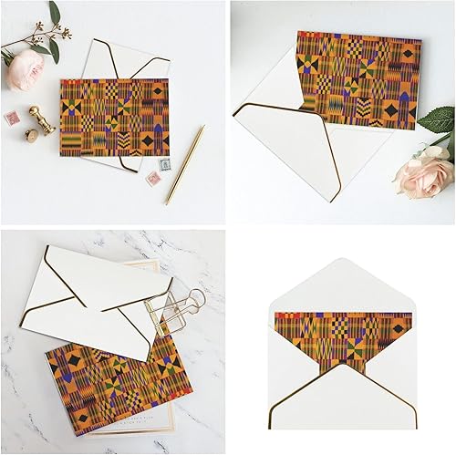 Miniatura 7 de Tarjetas de agradecimiento africanas de la impresión que tejen con los sobres tarjeta de felicitación en blanco clásica del papel de la perla de