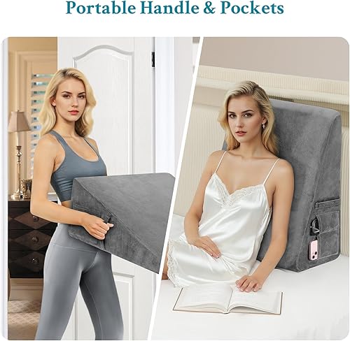 Miniatura 7 de Almohada de cuña para dormir, almohada de cuña de cama de 10 pulgadas para después de la cirugía, almohada triangular para acidez estomacal, reflujo