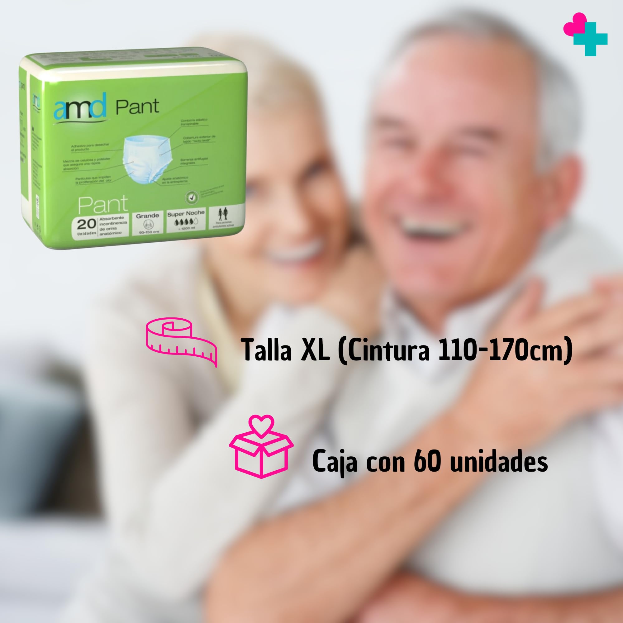 Pañales Adulto Pack 60 Uds. Braga Pañal Adulto Noche. Braga Pañal Desechables. Pañales para Adultos Absorción Máxima. Absorción de +1200ml. Talla XL