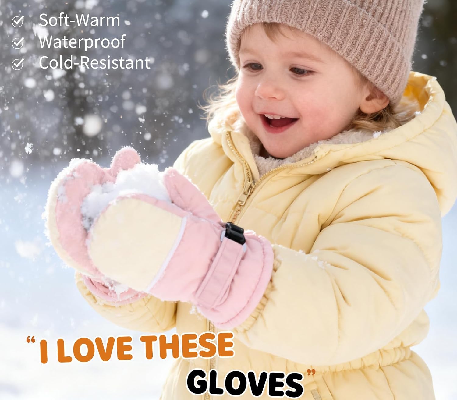 Fleece Lined Mittens for Baby Boys Girls,Infant Baby Toddler Little Kids Winter Gloves Mittens for Children
