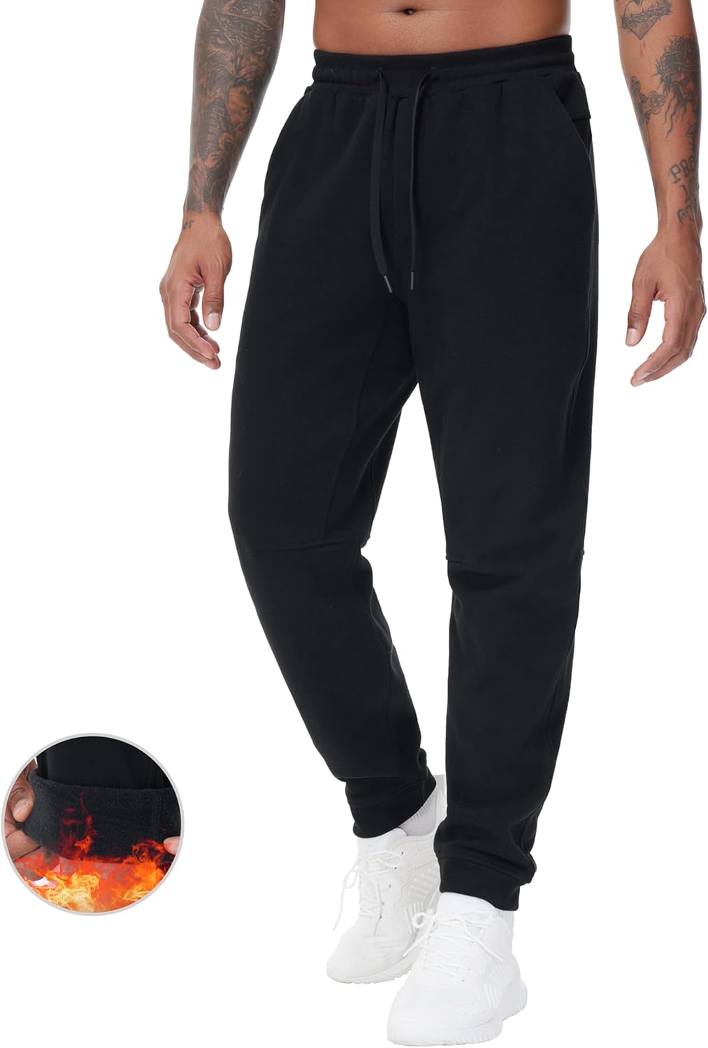 THE GYM PEOPLE Men's Fleece Workout Sweatpants Drawstring Tapered Running Lounge Jogger Pants with Pockets - Image 5