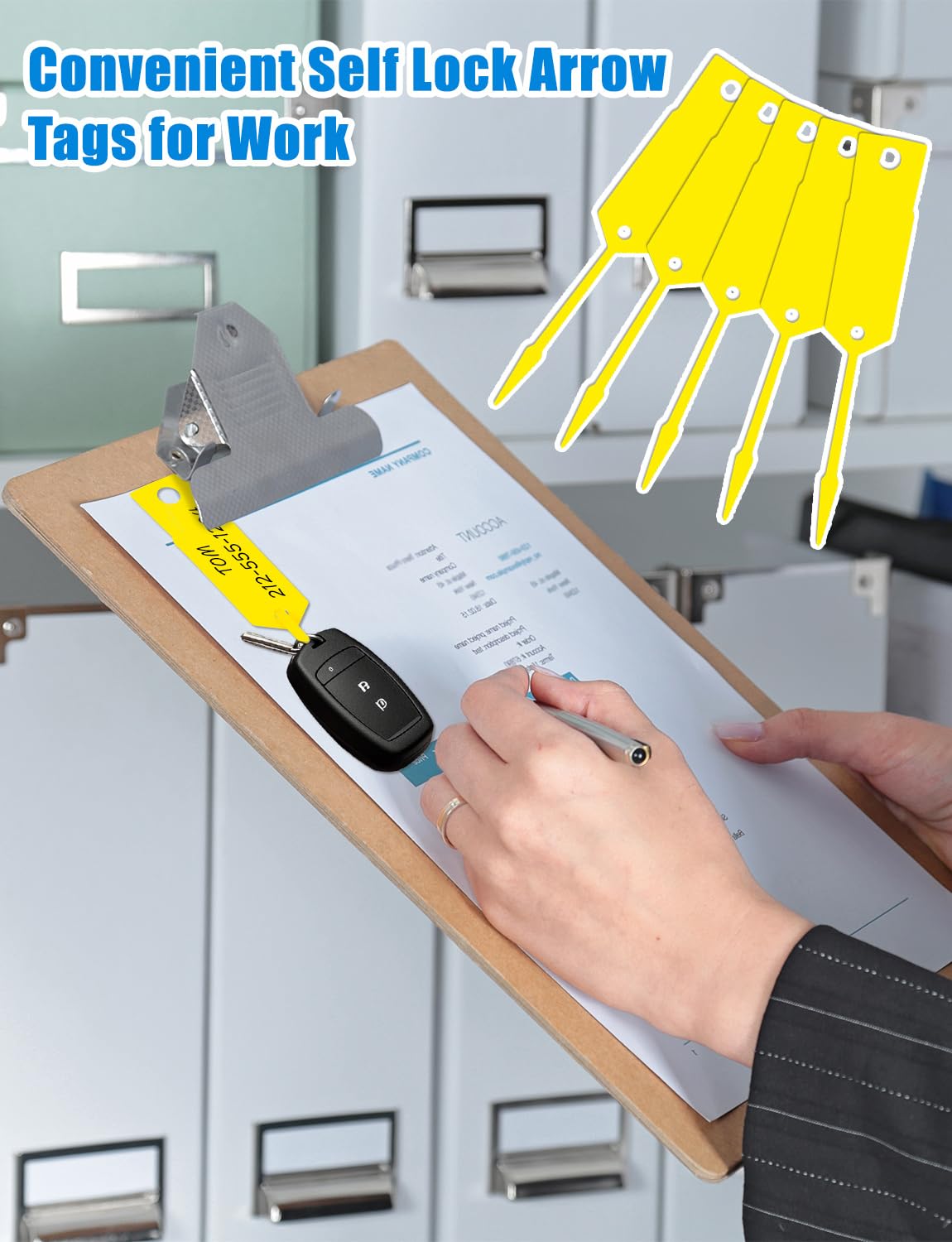 1200 targhette autobloccanti in plastica per chiavi dell'auto, etichette autobloccanti per ufficio, negozio automobilistico (11,4 x 1,8 cm)