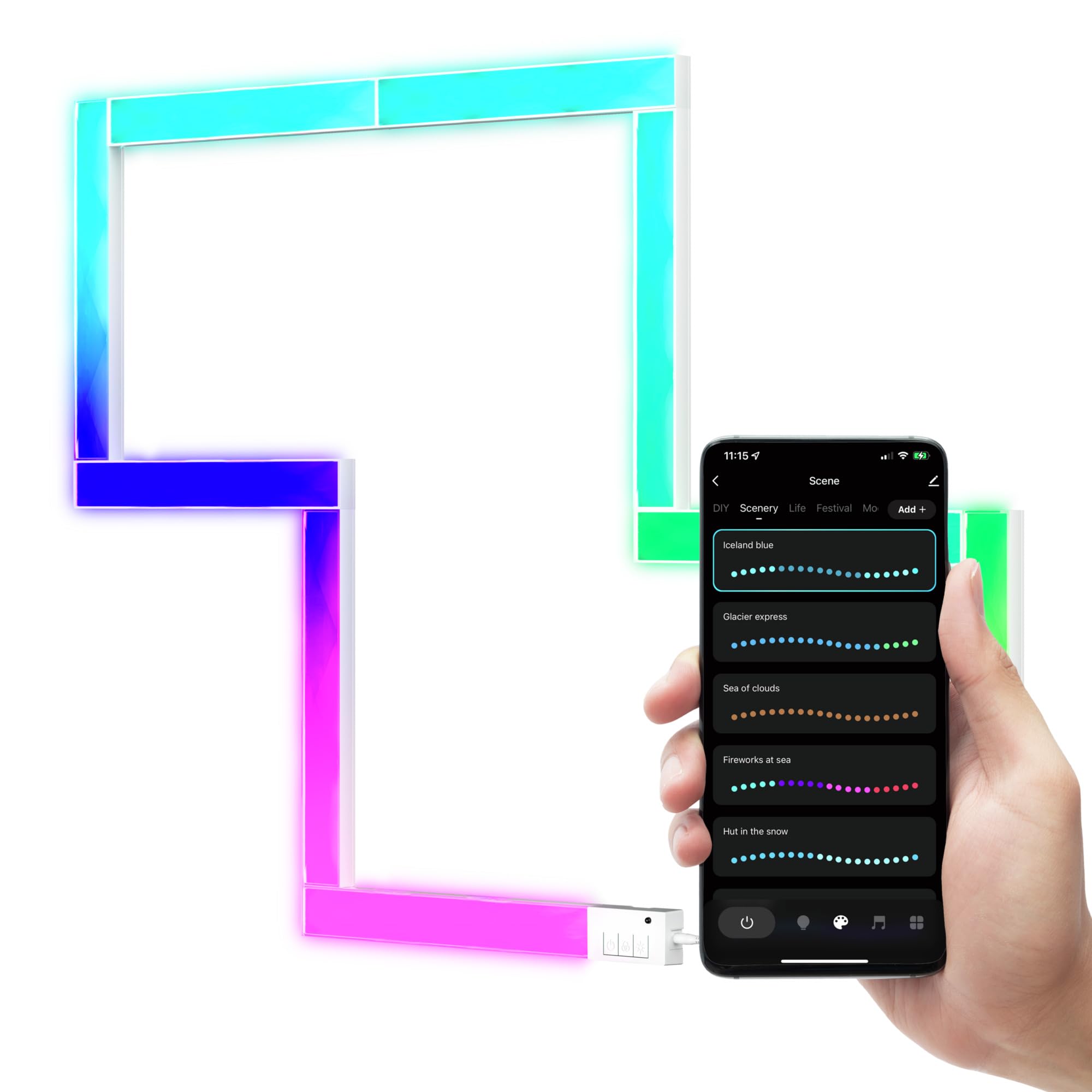 GXTrust 905 Vybz RGBIC LED Lightbar Gaming Deko, 9 LED Leiste Wandleuchte, 44 Lichtmodi, App Steuerung, Musik Sync, RGB Lampe Wandlichtleiste für Gaming Zimmer Gamer Room Setup
