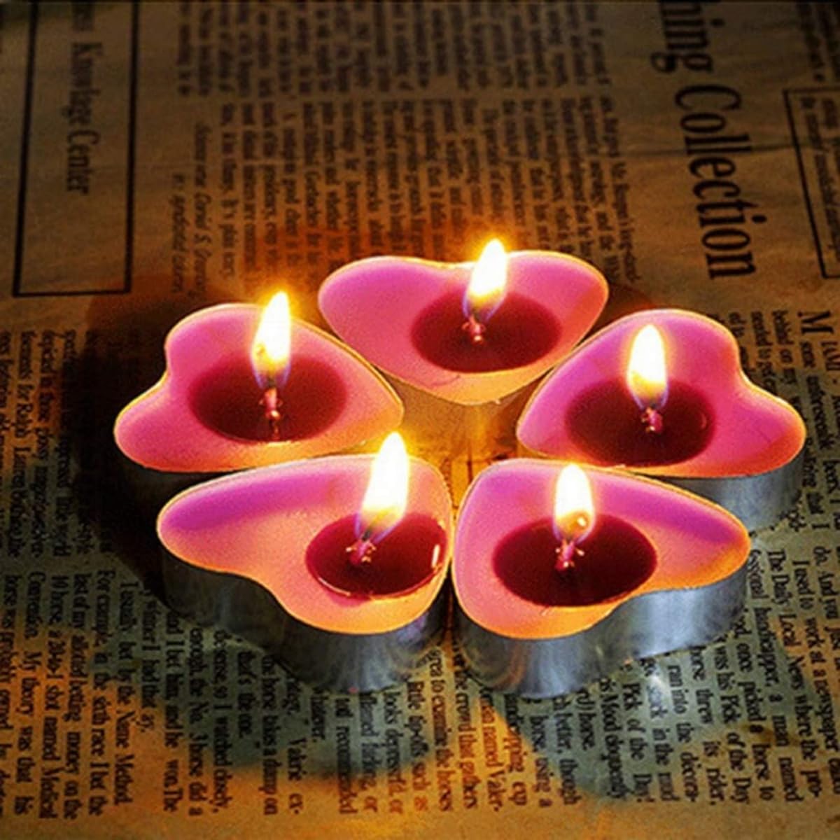 50 Candele Tealight A Cuore - Candele Romantiche Senza Fumo Per Matrimoni E Anniversari - Foto 3