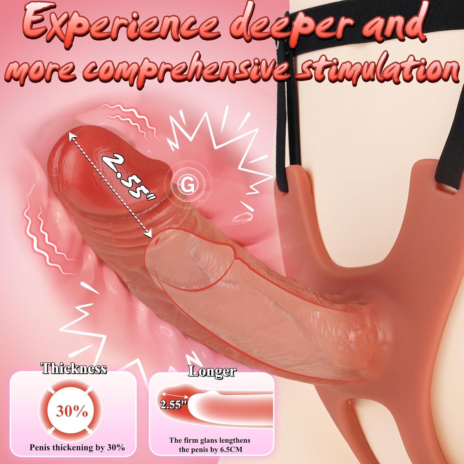 7" Vibrating Penis Sleeve Male Sex Toys - Yivans Realistic Penis Extender Penis Enlarger Soft Reusable Silicone Vibrating Cock Sleeve for Enlarged Prolong, Adult Sex Toys for Men Couple
