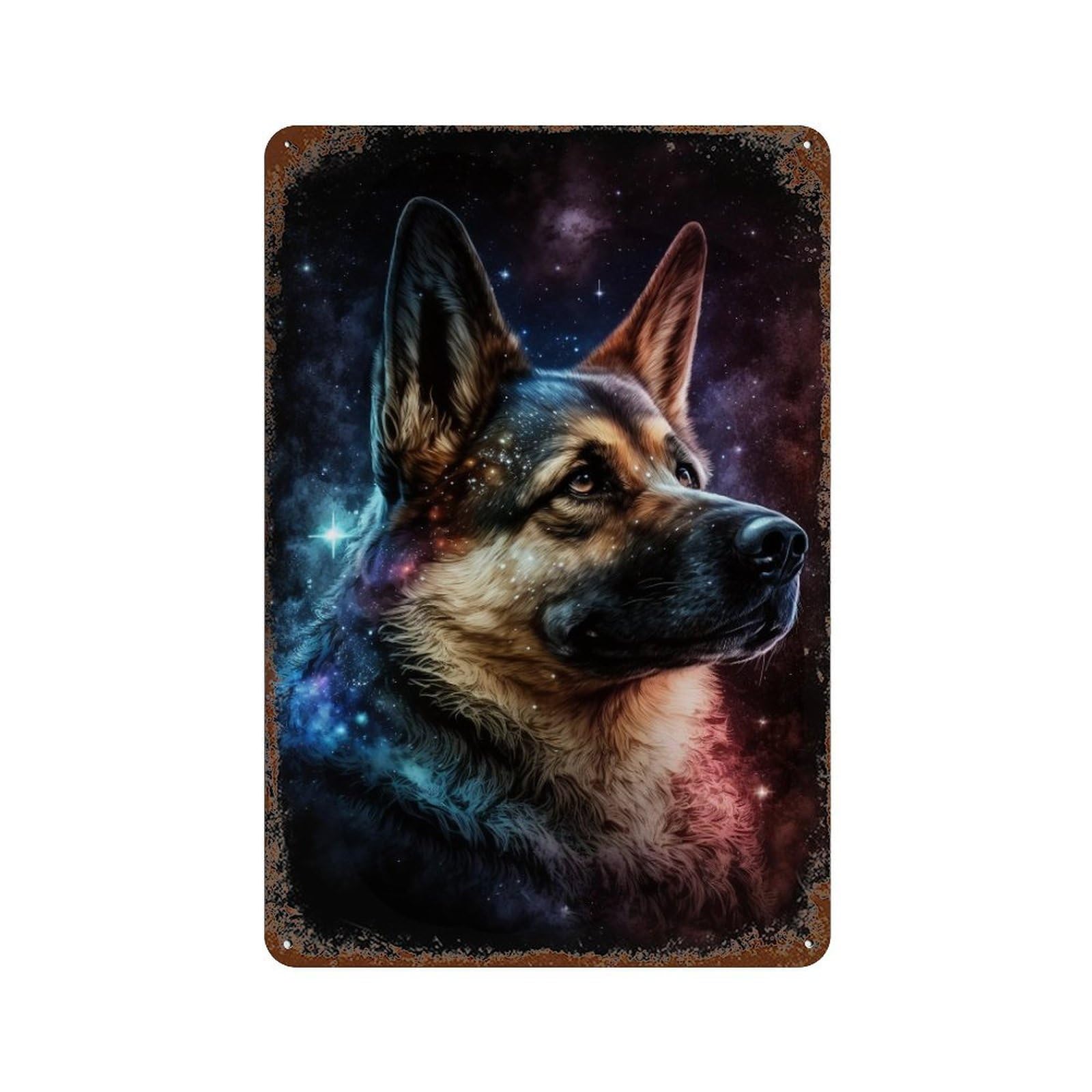 Galactic Dog Portrait -10 Rusty Metal Tin Sign 11.8"x7.9", for Shed, Workshop And Garage Wall Decor, Novelty Wall Decor