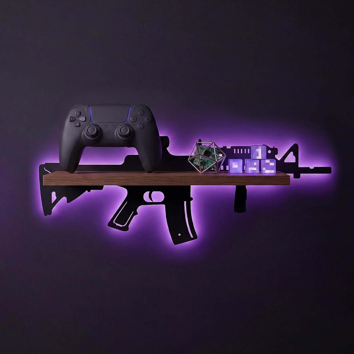 Cool Room Decor Floating Shelf with Lights, M416 Man Cave Accessories