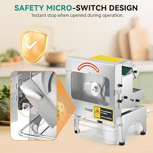 Miniatura 5 de Newhai Máquina cortadora de verduras comercial de 200 W, cortador de frutas vegetarianas automático eléctrico 400 lbh con cinta transportadora