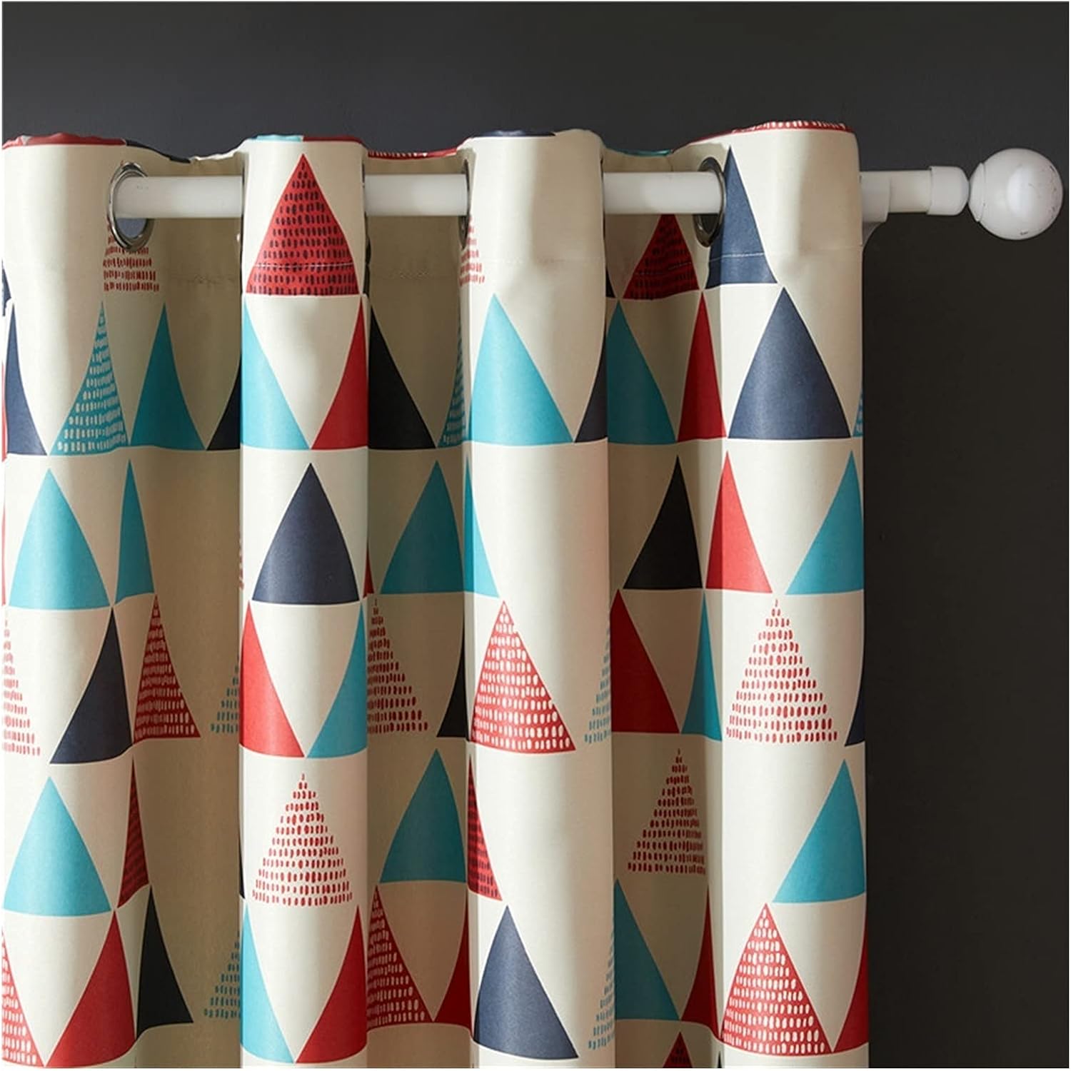1 Panel Green Drapes,Grommet Top Triangle Window Curtains,Geometry Blackout Curtains for Children's Room Room (Color : B, Size : Pleated)