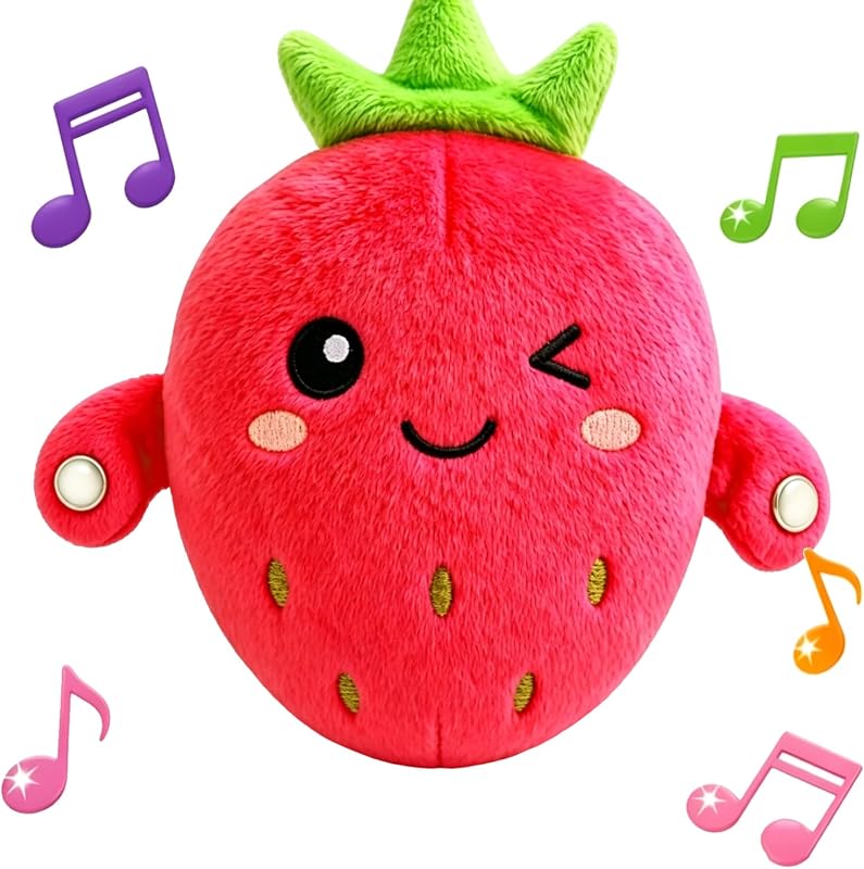 Wrapango Musical Sensory Toys - Wrapango Juguete suave interactivo con sonidos, muñeca de sonido activada por el tacto de la piel, juguete educativo de modo dual, regalo estilo fruta (fresa)