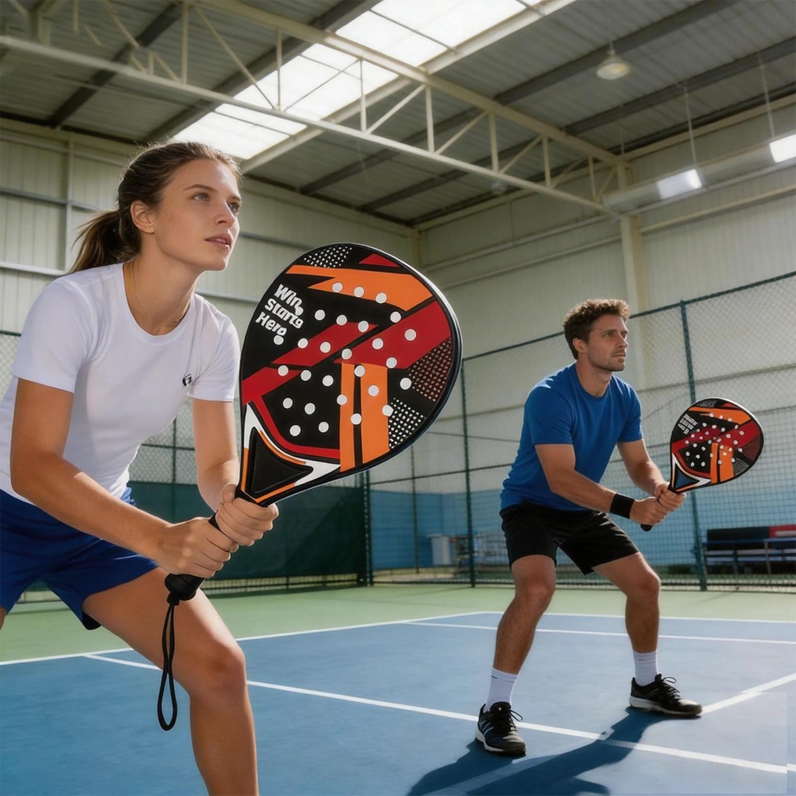 Raquettes de Padel Lot de 2 pour Débutants Femmes Noir Rouge Cadre ABS Noyau Mousse EVA Contrôle Facile