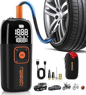 Elektrische Luftpumpe, 150 PSI Tragbare Akku Kompressor 6000mAh, Wiederaufladbarer Luftpumpe Fahrrad mit LED-Licht, Elektrische Fahrradpumpe für Auto, E-Bike, Motorrad