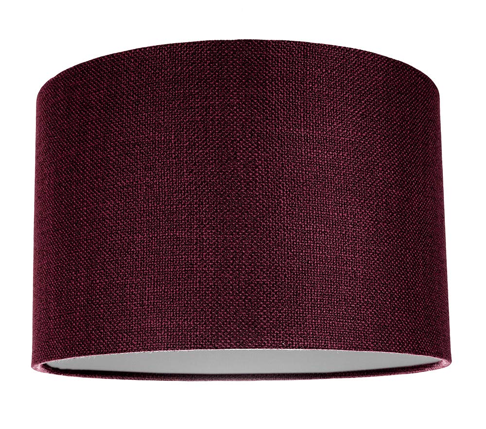 Happy Homewares Purple Contemporary And Sleek 12 Inch Deep Natural Linen Fabric Drum Lamp Shade 60W Maximum | 30Cm Diameter | For Table Lamp Or Pendant By