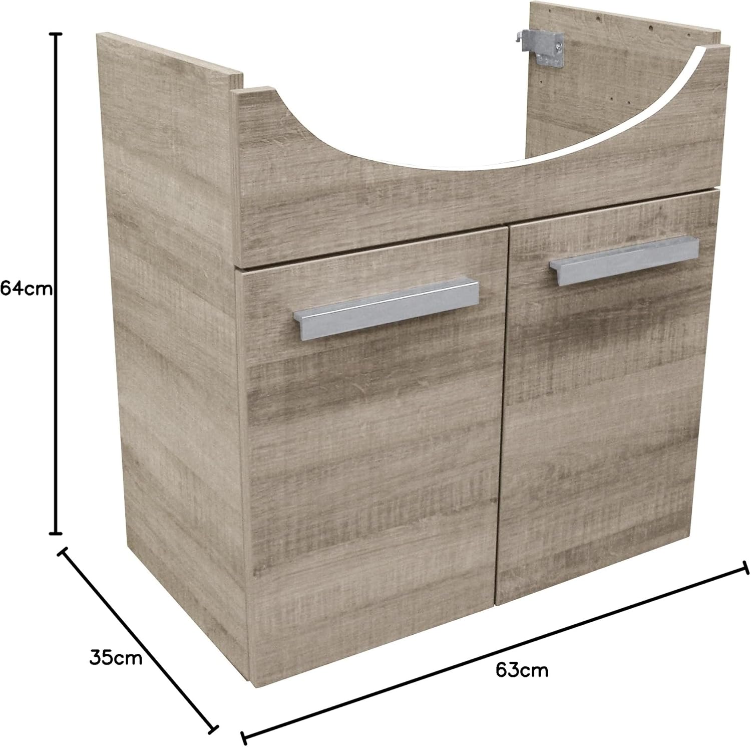 FACKELMANN A-Vero Vanity Unit with Steamed Hinges Dimensions (W x H x D): Approx. 62.5 x 64 x 35 cm Bathroom Cabinet/Body: Light Brown/Front: Light Brown