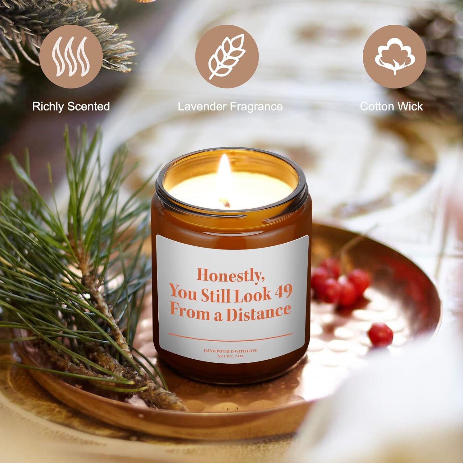 Funny 50th Birthday Gifts for Her,50th Birthday Gifts for Women,50 Year Old Gift for Women Wife Husband Sister Brother Friend-7 OZ Handmade Lavender Candle - Image 5