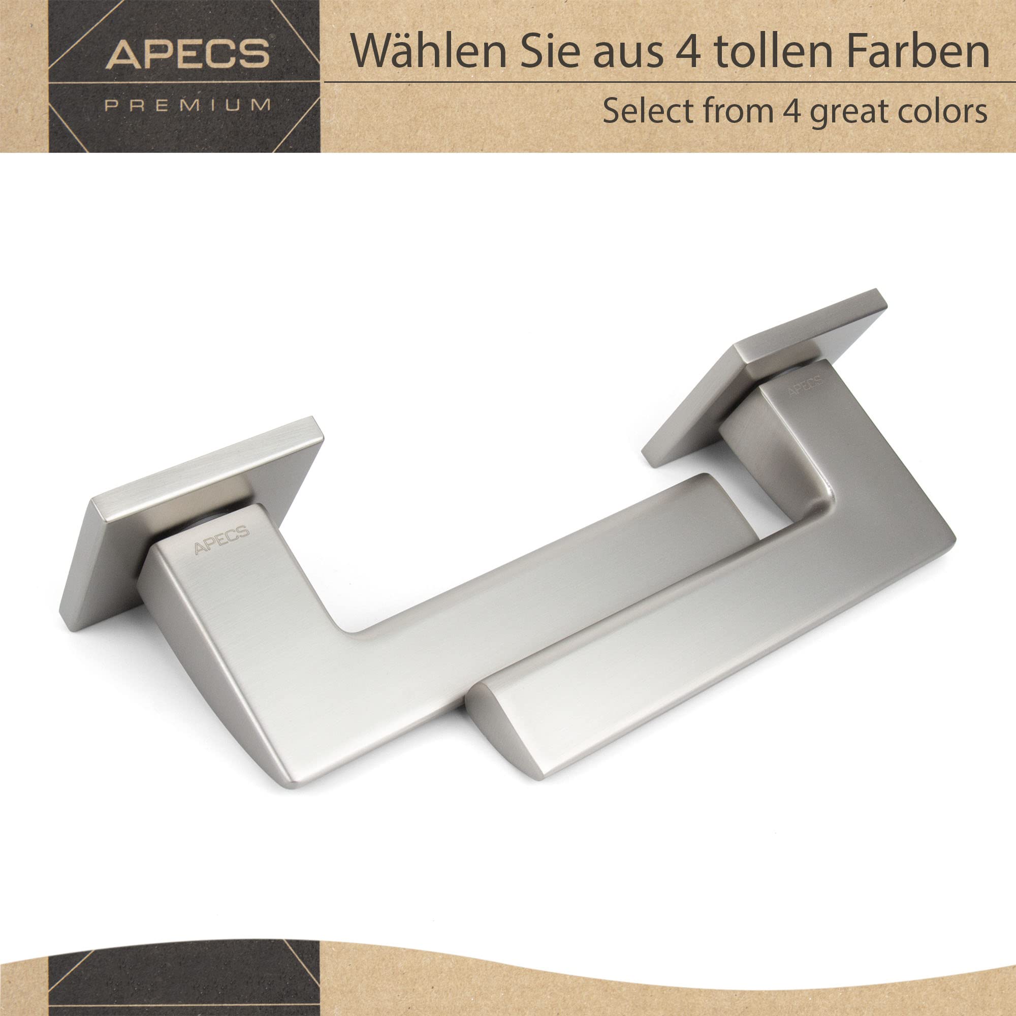 APECS Tirador de puerta interior moderno para puerta de casa y puerta interior con rosetas cuadradas, manija de puerta niсkel mate con material de fijación, herrajes para puerta modelo Electra WC –