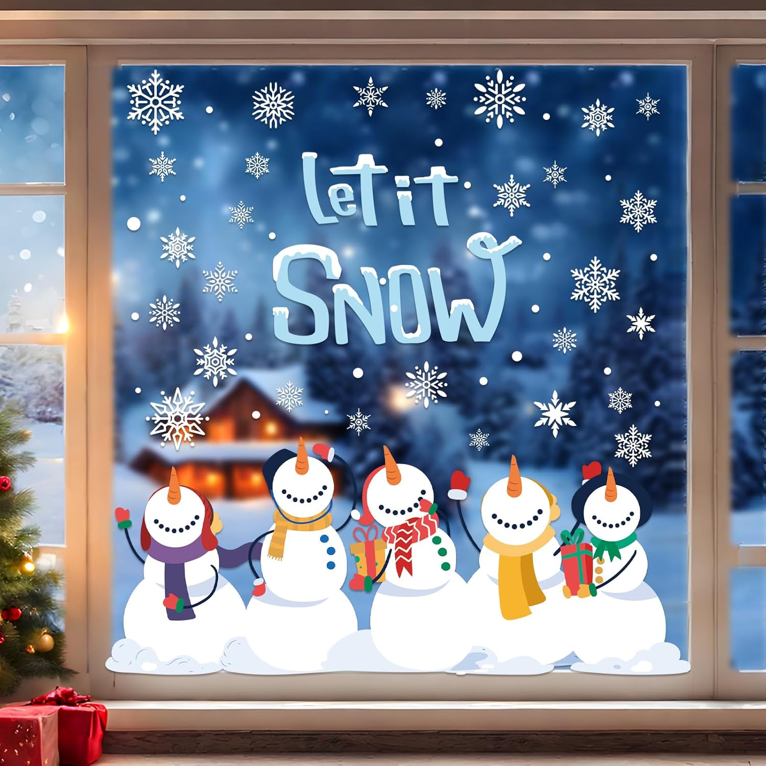 Justforjoyful Winter Window Clings Christmas Snowman Window