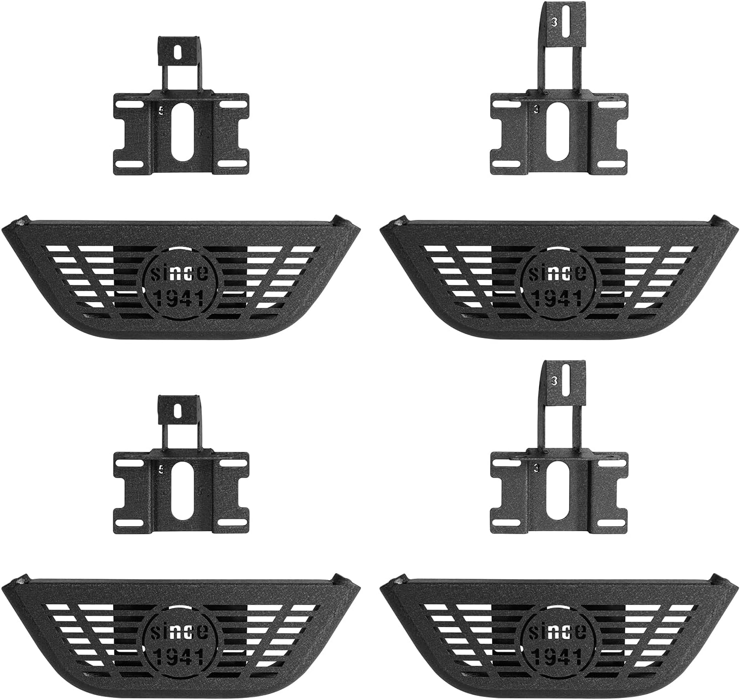 Hooke Road 4PCS Running Boards Side Steps 4 Doors for 2007-2018 Jeep Wrangler JK Unlimited JKU 4-Door