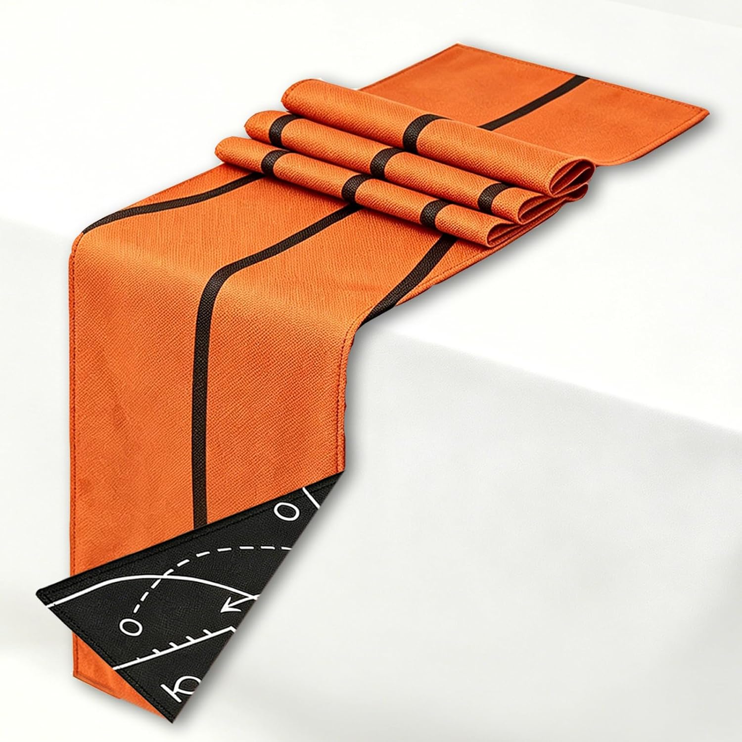 FYSUIMU Double Sided Basketball Table Runner, 13 x 72 Inches Sport Themed Decorative Table Cover, Washable Reusable Tabletop Ornament for Kitchen, Dining Room, Birthday Party Decor
