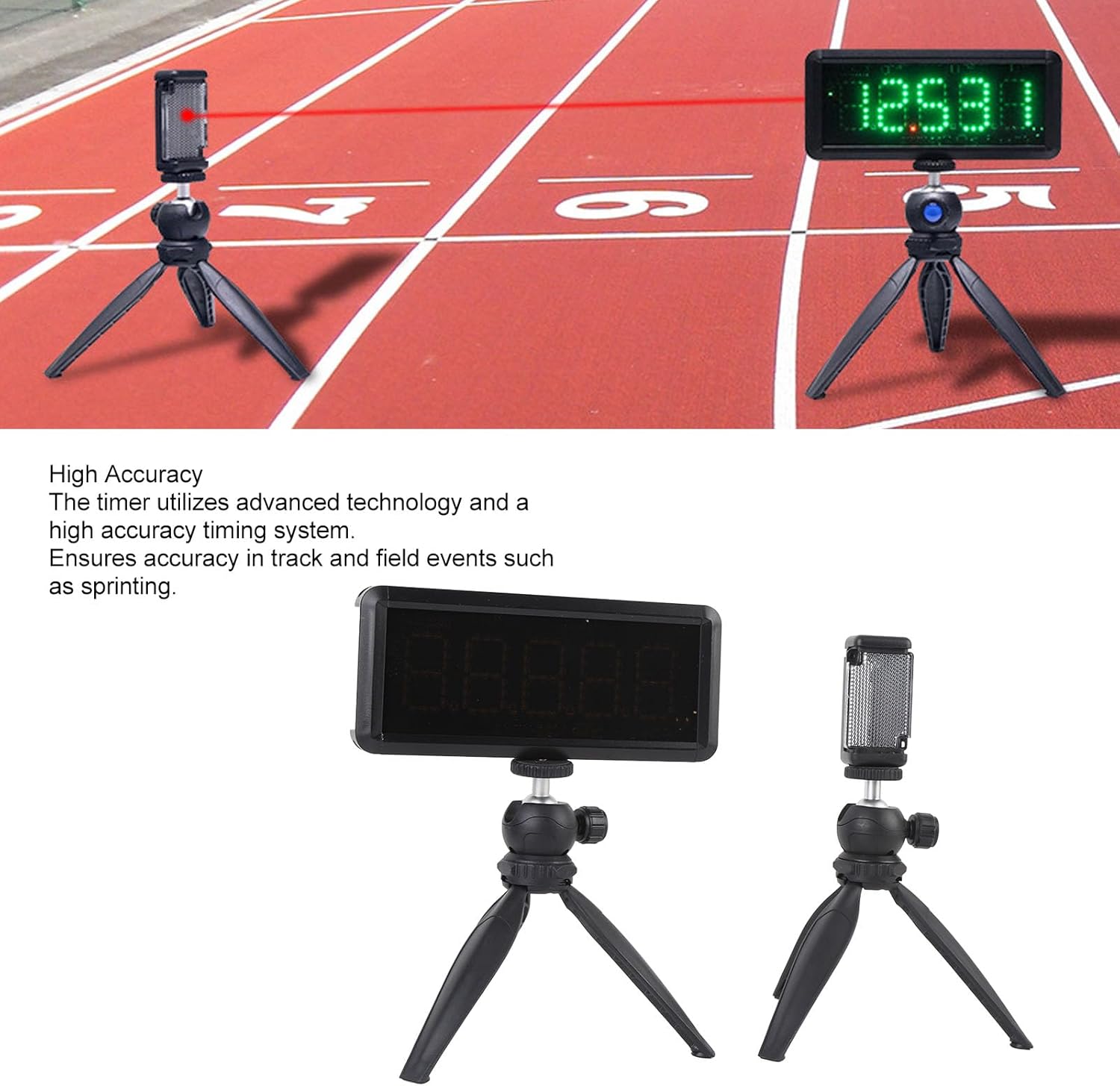 Pilipane Professional Sprints Timer Water LED Race Timing Clock with Large Display for Running Training Speed Track and Field Events Aluminum Alloy Portable Lightweight