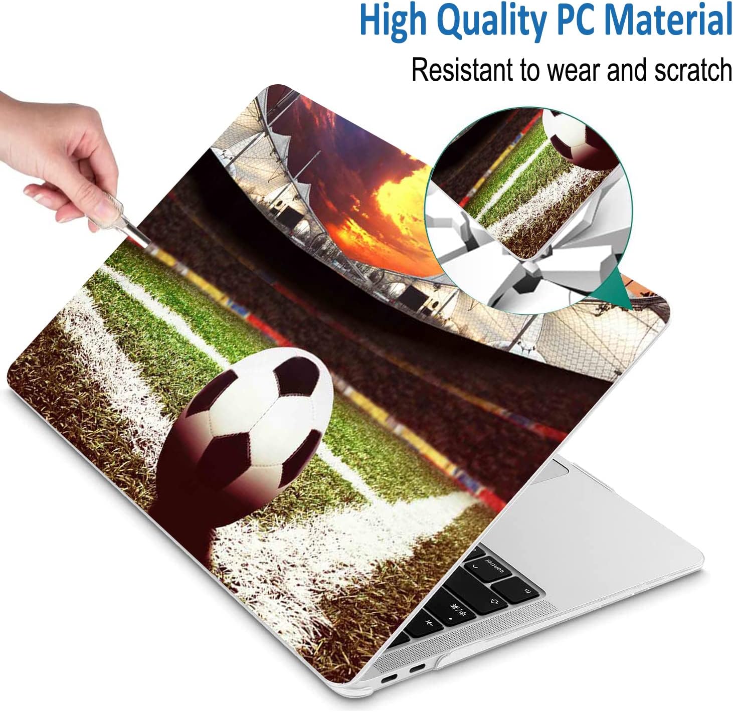 Compatible with MacBook Air 13 Inch Case, 2022, 2021-2018 M1 A2337 A2179 A1932 World Cup Plastic Shell Case & Keyboard Cover & Mac OS Keyboard Sticker (Soccer Ball 02)