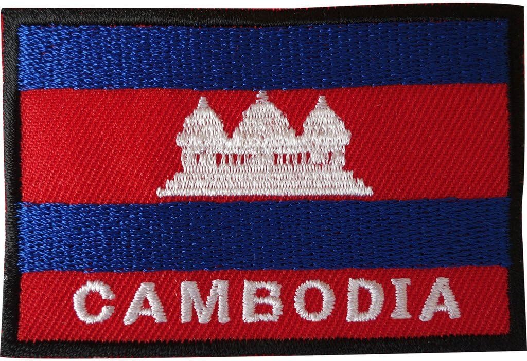 Patch Brodé Thermocollant Cambodge 7x4,5 Cm – Écusson 100% Polyester Pour Personnaliser Sacs, Tee-shirts Et Casquettes