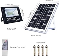 Vista 6 de UT - Luces solares para exteriores, 56 luces LED de seguridad solar con control remoto, sensor automático del atardecer al amanecer IP66