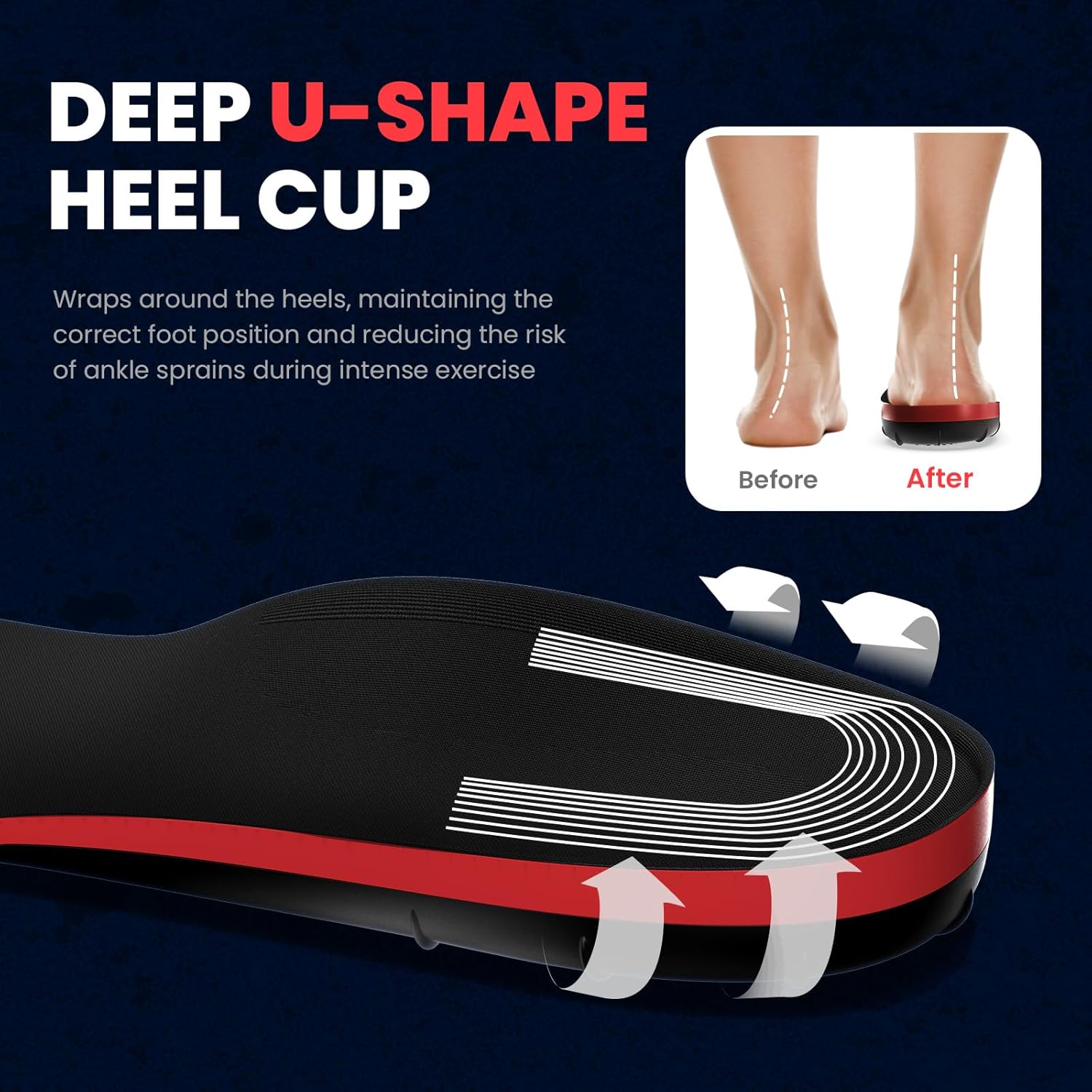 Plantar Fasciitis Insoles for Men Women - Welnove 220+ lbs Heavy Duty High Arch Support Insole - Orthotic Shoe Inserts for Heel Pain Flat Feet - Work Boot Cushion for Standing All Day (Black,M) - Image 6