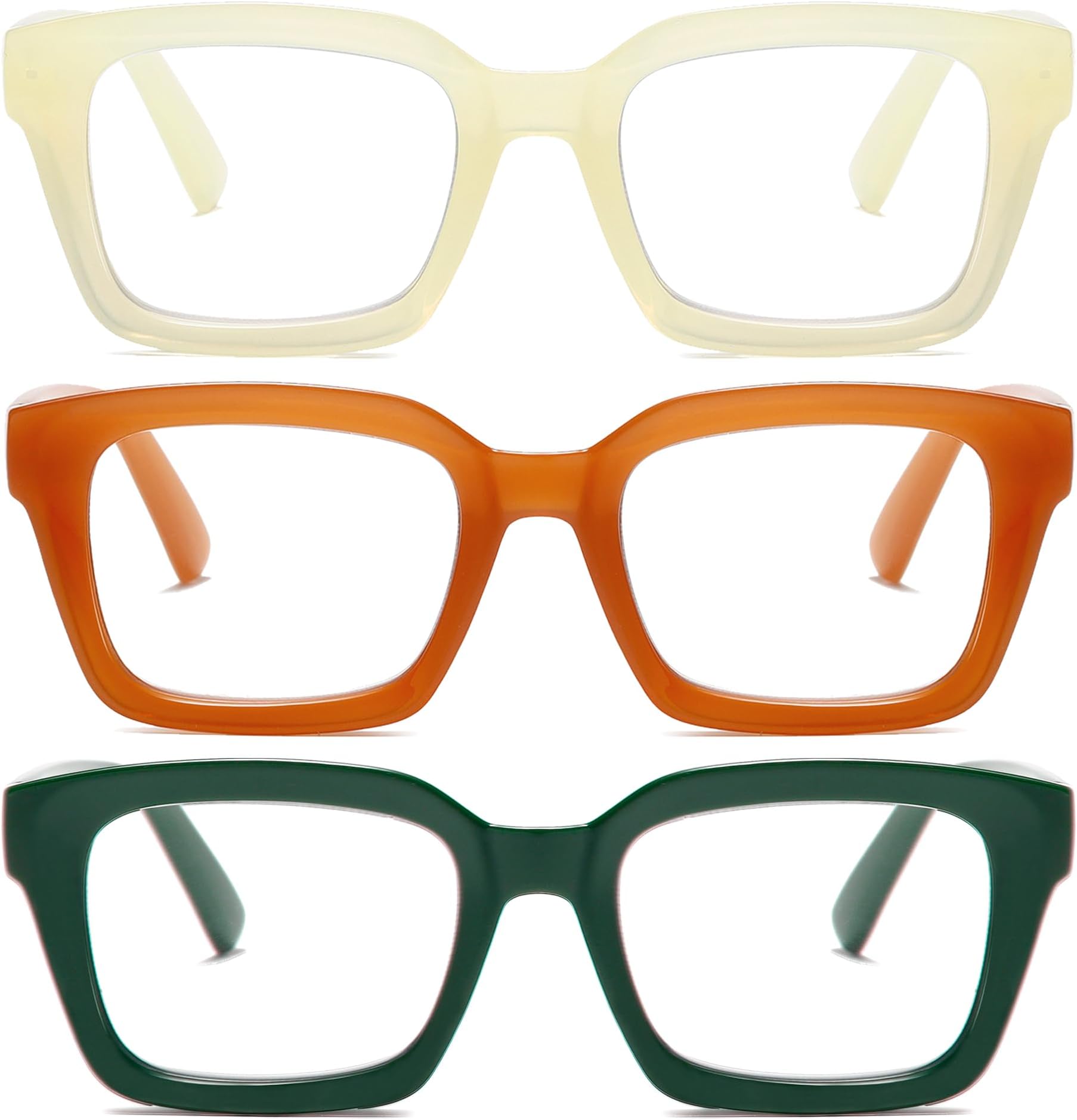 Readers for Women Fashion Style Square Reading Glasses with Spring Hinge Blue Light Blocking for Men Ladies